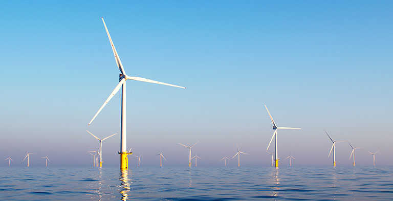 windmills on the ocean