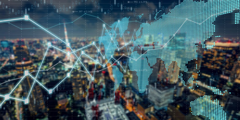 Stock Market And Finance Economic With City Background.