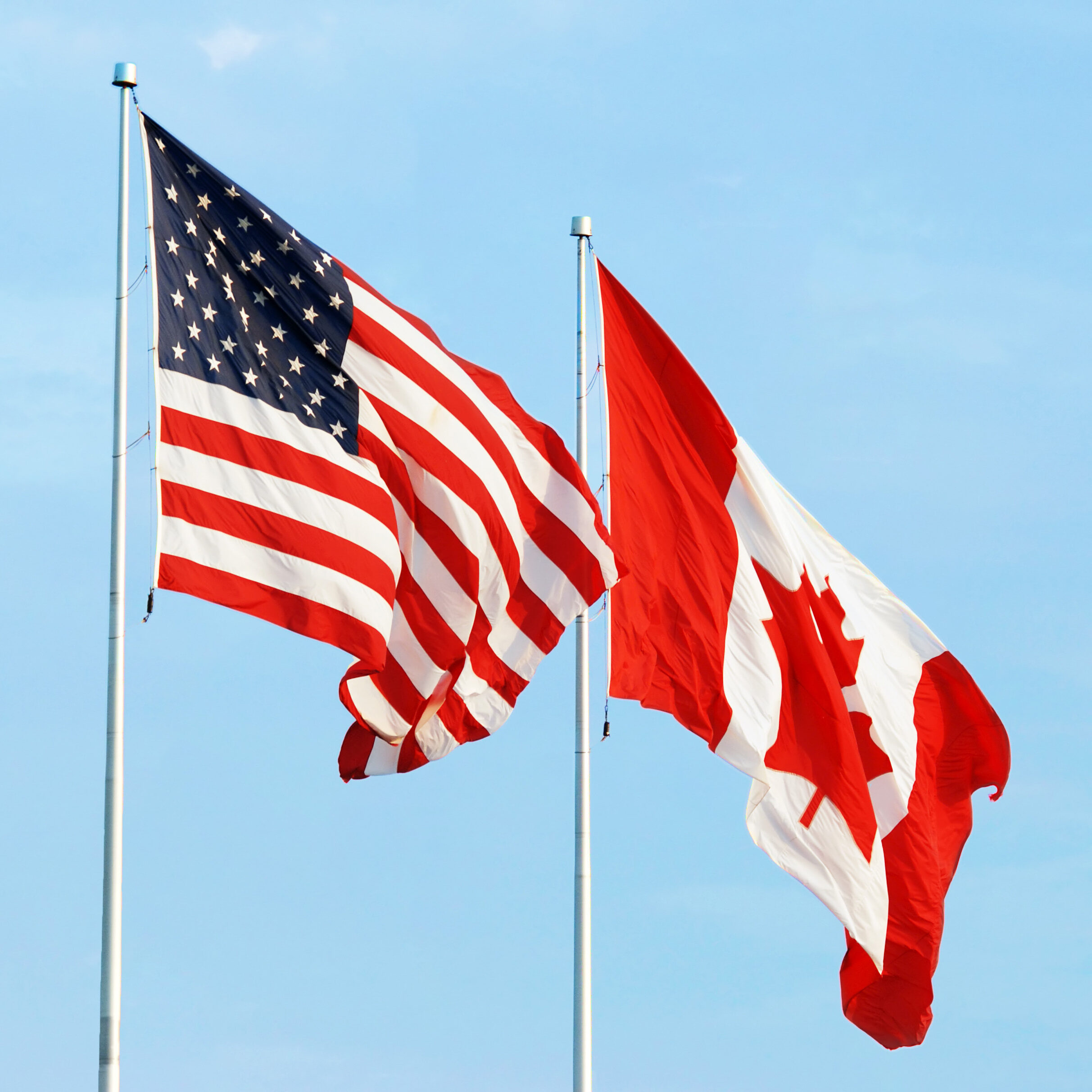 The American and Canadian flags
