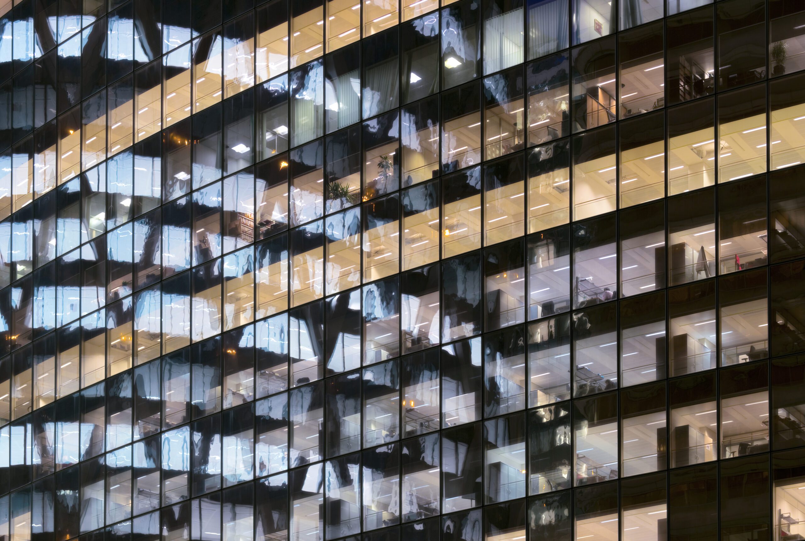 A building with reflective windows